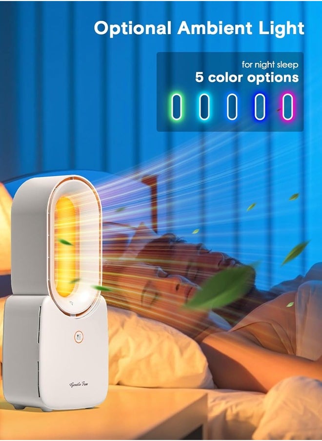 Joshberg Desk Fan, Portable Bladeless Fan 11.8 inch Small Personal Cooling Fan with Touch Control 3 Cooling Speeds，5 Colors LED Light, Quiet Table Fan for Bedroom, Home, Office  - Image 3