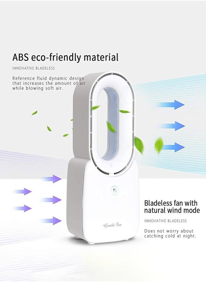 Joshberg Desk Fan, Portable Bladeless Fan 11.8 inch Small Personal Cooling Fan with Touch Control 3 Cooling Speeds，5 Colors LED Light, Quiet Table Fan for Bedroom, Home, Office  - Image 5