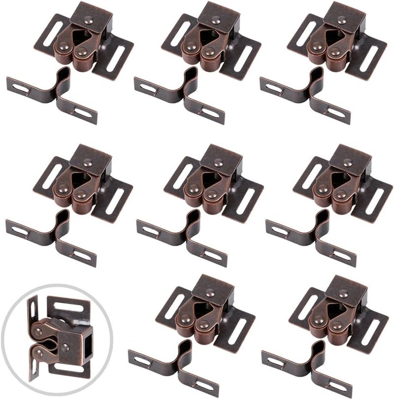 QSDT 8 Pack Cabinet Latch Double Roller Catch for Cupboard Closet Cabinet Door Latches and Catches, Bronze - Image 1