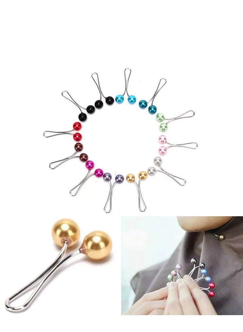 12pcs Muslim Hijab Clip Pins Simulated Pearl Women Girls Scarf Shawl Brooch Clip Hijab Buckles - Image 1