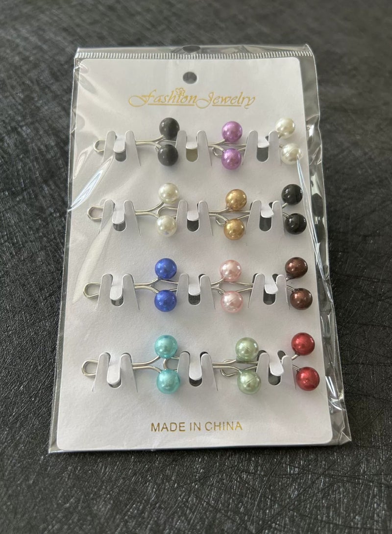 12pcs Muslim Hijab Clip Pins Simulated Pearl Women Girls Scarf Shawl Brooch Clip Hijab Buckles - Image 4