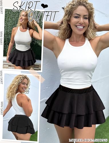 Avidlove Women Pleated Skirt Sexy Mini Cosplay Skirt Schoolgirl Ruffle Lingerie (Black,M) - Image 5