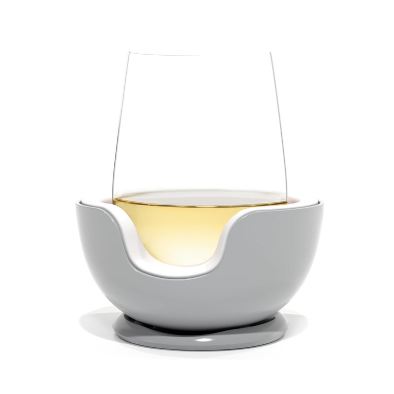 VoChill Stemless Wine Glass Chiller  Keep the Chill In Your Glass  Made In USA  Separable  Refreezable Chill Cradle  Actively Chills Stemless Glassware  Stone Single Stemless