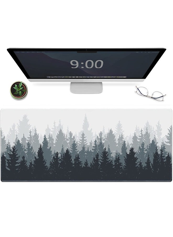 Generic Gaming Large Mouse Pad, Keyboard Mouse Mat, Desk Pad, Laptop desk mat, Non-Slip Rubber Base with Stitched Edges Mousepad, 900mm x 400mm Misty Forest Tree  - Image 1