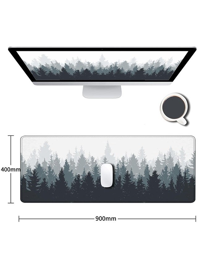 Generic Gaming Large Mouse Pad, Keyboard Mouse Mat, Desk Pad, Laptop desk mat, Non-Slip Rubber Base with Stitched Edges Mousepad, 900mm x 400mm Misty Forest Tree  - Image 2