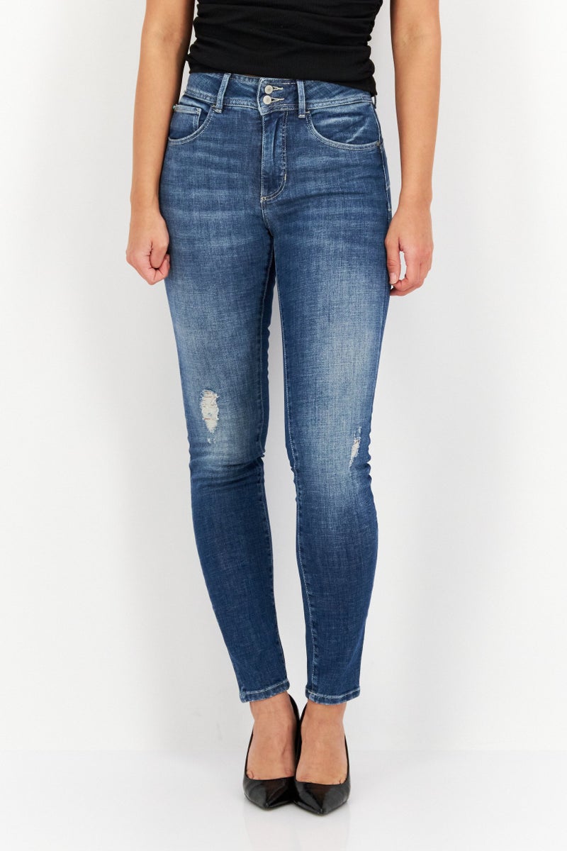 GUESS Women Skinny Fit Shape Up Wash Stretchable Denim, Blue - Image 1