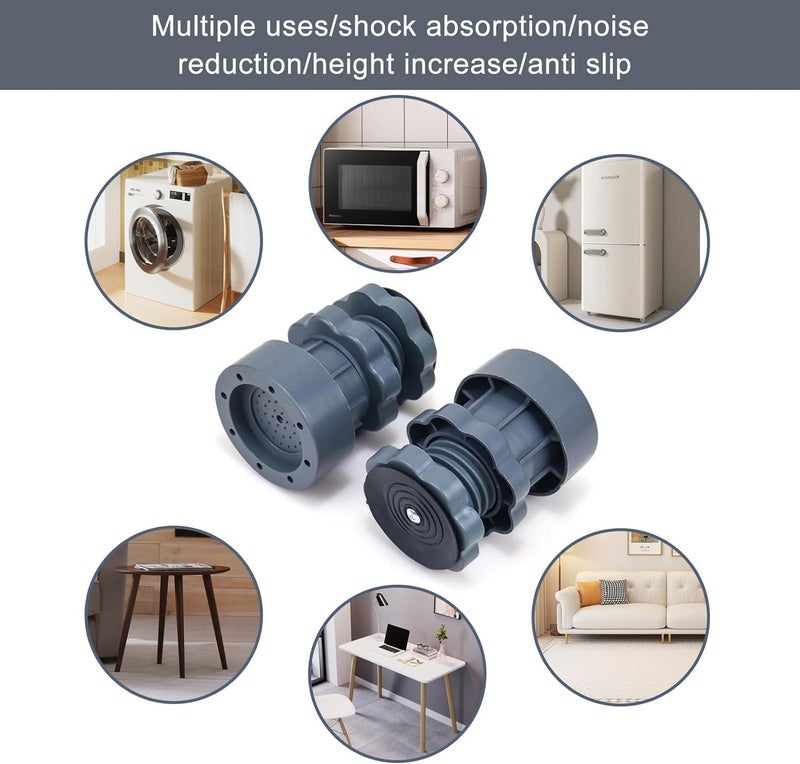 GRILL BUMP Washing Machine Vibration Feet Pad 4 PC Adjustable Highly NonSlip Support Anti Vibration Pads Walk Pads Shock Absorber Noise Cancelling Furniture Lifting Base - Image 3