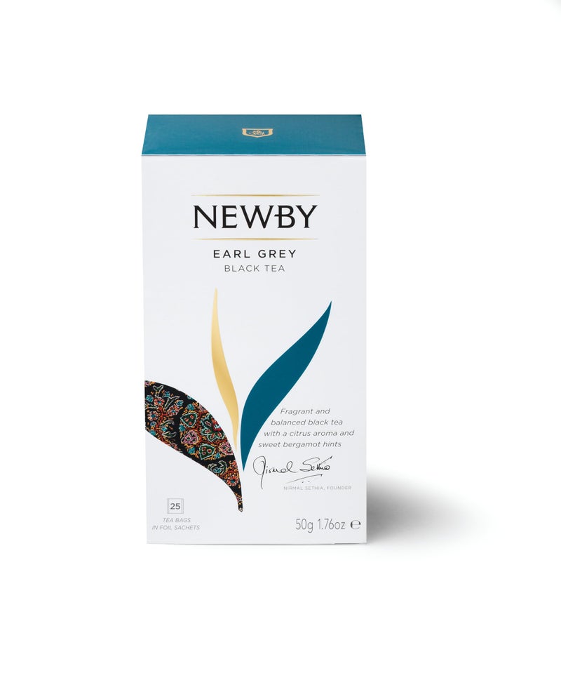 NEWBY أكياس شاي إيرل غراي من نيوبي | شاي أسود فاخر ممزوج بنكهة البرغموت الطبيعية ولمسة من الحمضيات | خفيف ومنعش | 25 قطعة | 50 جرام - Image 1