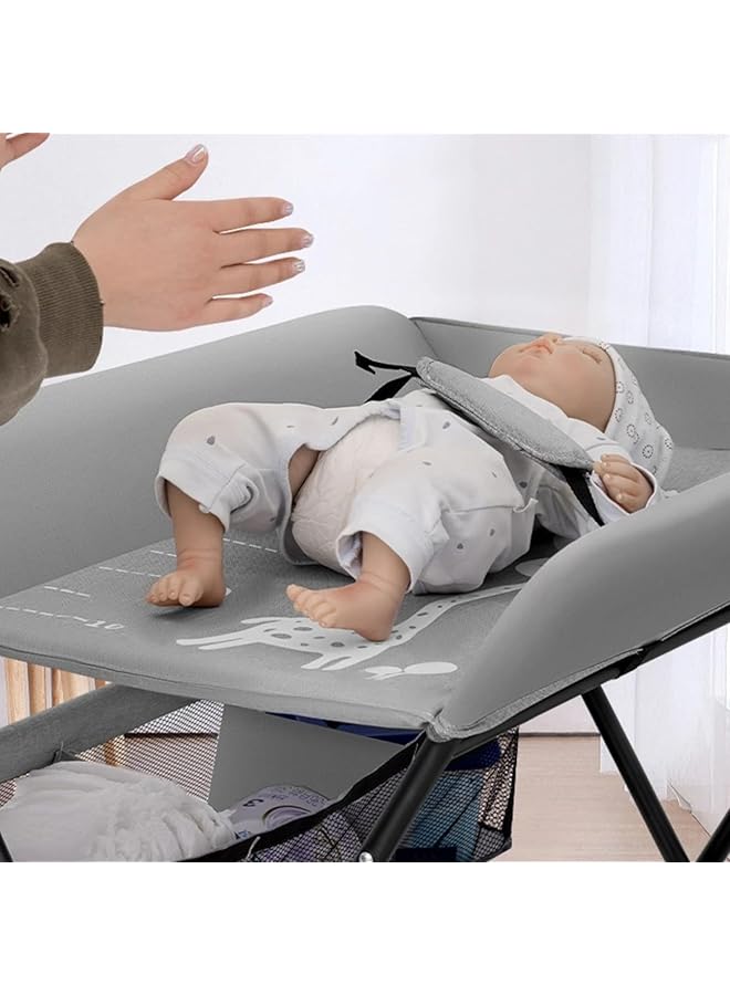erorex Baby Changing Table Folding Diaper Changing Pad With Wheels Safety Belt Bath Changing Clothes Table  - Image 2