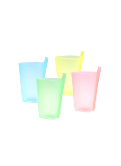 silvercnc Cup with Built in Straw 4Pcs Candy Color Sippy Cups Plastic Water Containers Milk Straw Drinking Cups for Kids (Random Color)
