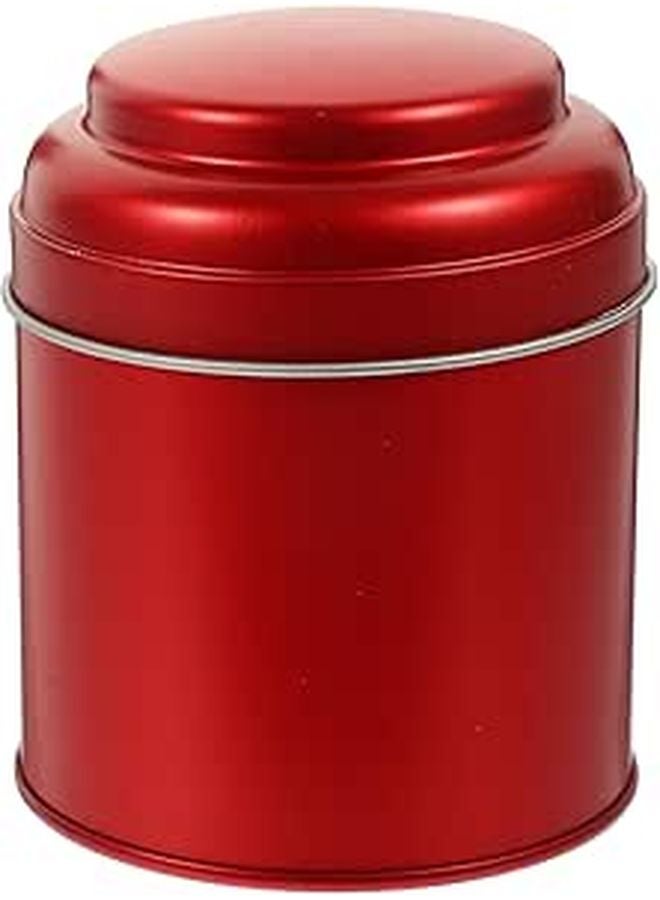 Double Layer Sealed Airtight Tea Storage Canister Tin Container 75x90mm Matte Red Coffee - Image 1