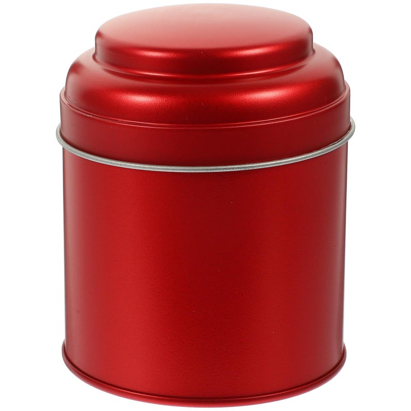 Double Layer Sealed Airtight Tea Storage Canister Tin Container 75x90mm Matte Red Coffee - Image 2