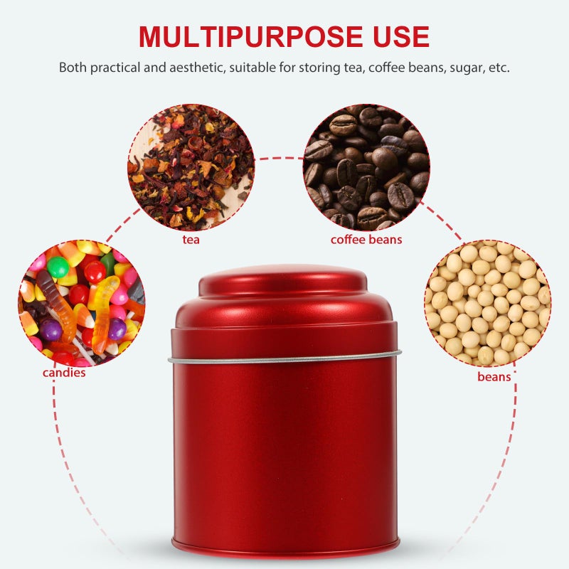 Double Layer Sealed Airtight Tea Storage Canister Tin Container 75x90mm Matte Red Coffee - Image 5