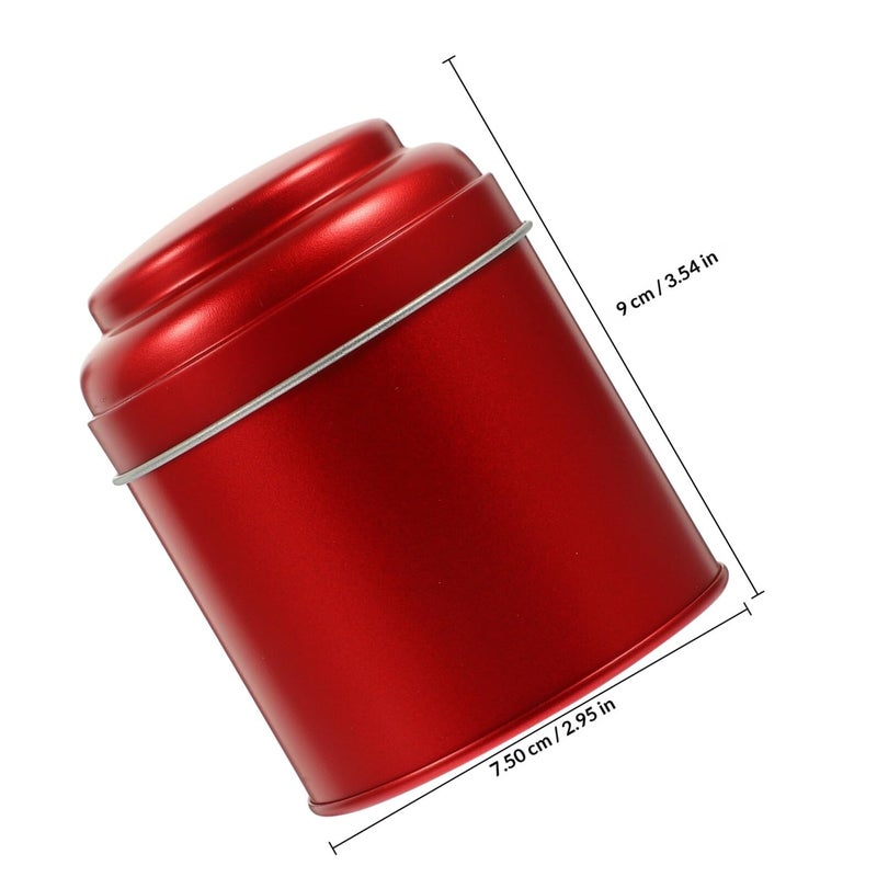 Double Layer Sealed Airtight Tea Storage Canister Tin Container 75x90mm Matte Red Coffee - Image 3