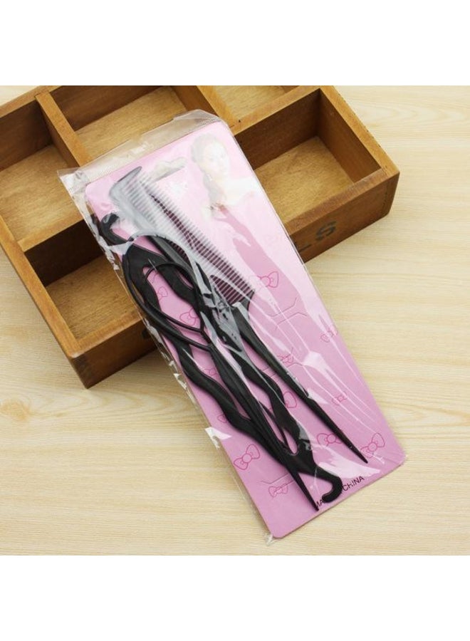 Generic Popular 1 Set Ponytail Creator Plastic Loop Styling Tools Black Pony Topsy Tail Clip Hair Braid Maker Styling Tool Fashion