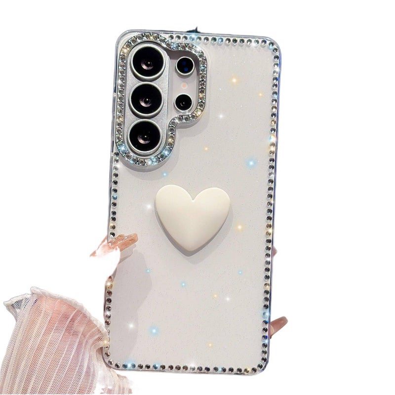 Protective Case | Drop Protection | Shiny Diamond Pattern | Shockproof Cover for Samsung S26 Ultra / Samsung S26 | White - Image 1