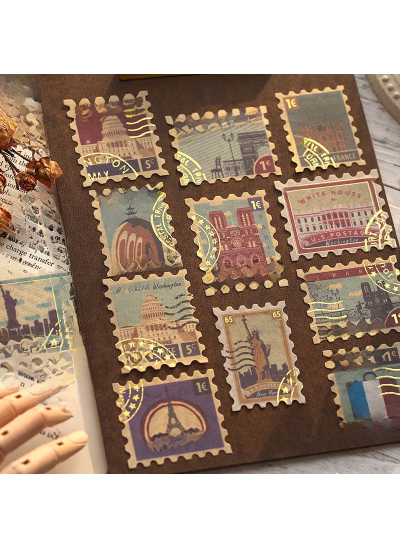 6-piece Series Paper Man Stickers Poetry Faraway Retro Handheld Patchwork Decoration Stickers 40 Vintage Style Tourist Letters (Limited Activity Price) 