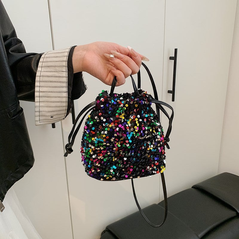 Niche Sequin Satchel Bucket Bag For Women 2025 Spring And Fashion Shoulder Bag Satchel Crossbody Bag For Women - Image 3