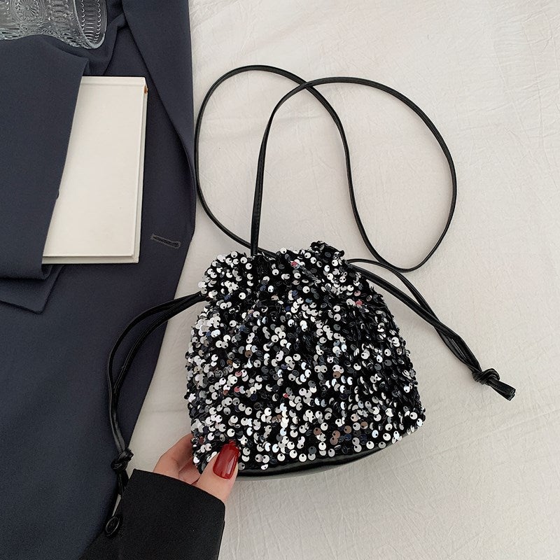 Niche Sequin Satchel Bucket Bag For Women 2025 Spring And Fashion Shoulder Bag Satchel Crossbody Bag For Women - Image 1
