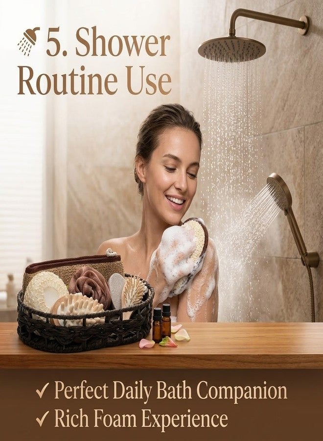 HomeFast 6-in-1 Bath Spa Gift Set for Men and Women with Back Scrubber Strap Loofah Ball Exfoliating Body Pad Wooden Cushion Hair Brush and Foot Pumice Stone Luxury Home Shower Accessories Kit Earthy Brown-1 - Image 5