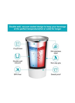 LA' PRECIOUS 510ml Travel Mug Reusable Insulated Coffee Cup Vacuum Insulation Stainless Steel Thermal Coffee Mug for Hot Cold Drinks  - Image 3