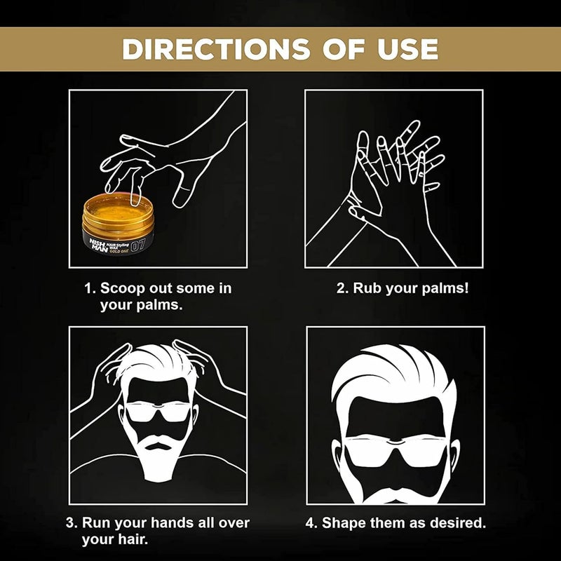 NISHMAN Hair Styling Wax for Men, 07 Gold One, 150 ml, One Million Perfume Scent | Shine Look | Edge Control | Ultra High Strong Hold | Wax Stick Hair | Men's Hair Gel - Image 5