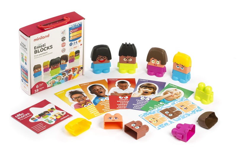 Miniland Social Emotional Learning Tool which Help Kids Understand Facial Cues and How to Express Feelings 1 to 6 Players Toys for 2 Year Old Boy Building Sets Bricks Emotiblocks - Image 4