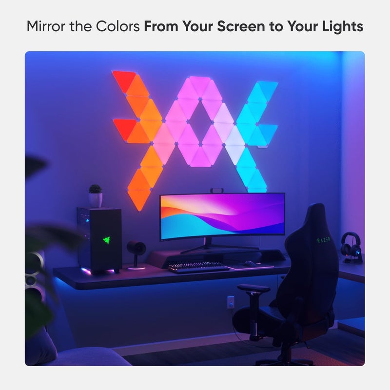 نانوليف حزمة توسعة مثلثات Nanoleaf Shapes - نظام ألواح LED ذكي بتقنية WiFi مع مرئيات موسيقية، ديكور فوري للجدران، للاستخدام المنزلي أو المكتبي، أكثر من 16 مليون لون، استهلاك منخفض للطاقة - أبيض - 3 عبوات 0001Tw-3Pk - Image 5