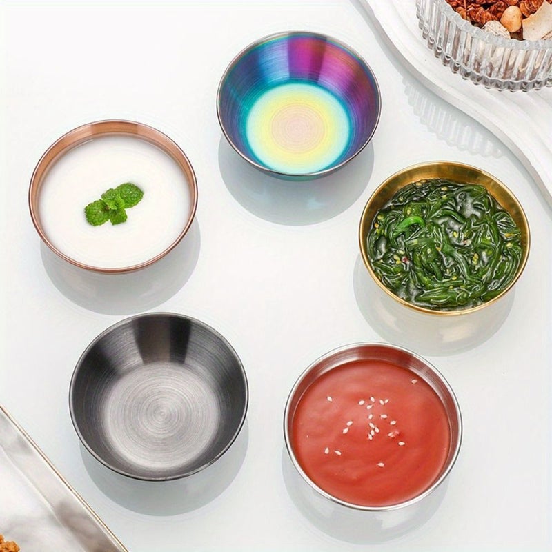 Golden Stainless Steel Dip Sauce Dish Deepened Salad Bowls Set 2 Pcs - Image 2