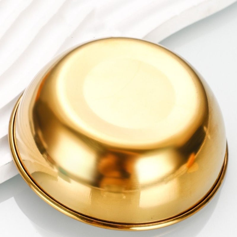 Golden Stainless Steel Dip Sauce Dish Deepened Salad Bowls Set 2 Pcs - Image 4