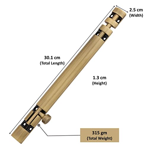 Atom 2 Pack, 12 inch Aluminum Tower Bolt | Brass Antique Finish | Home and Offices Doors and Windows Tower Bolt, TB002 - Image 3
