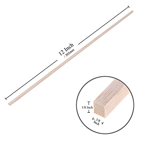 Craftiff Balsa Wood Sticks 1/8 Inch Square Dowels Rod Strips 12" Long - Pack of 50 by Craftiff - Image 2