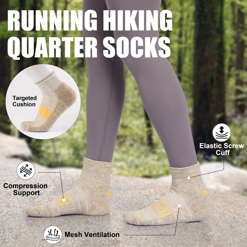Lapulas Merino Wool Quarter Socks for Men Women, Hiking Running, Cushioned Compression Support, Thermal Thick, 5 Pairs - Image 3