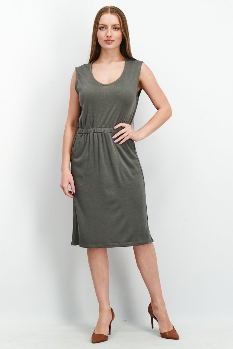 Splendid Women Textured Midi Dress, Grey - Image 1