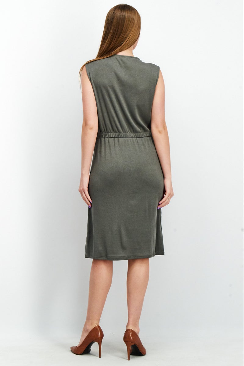 Splendid Women Textured Midi Dress, Grey - Image 3