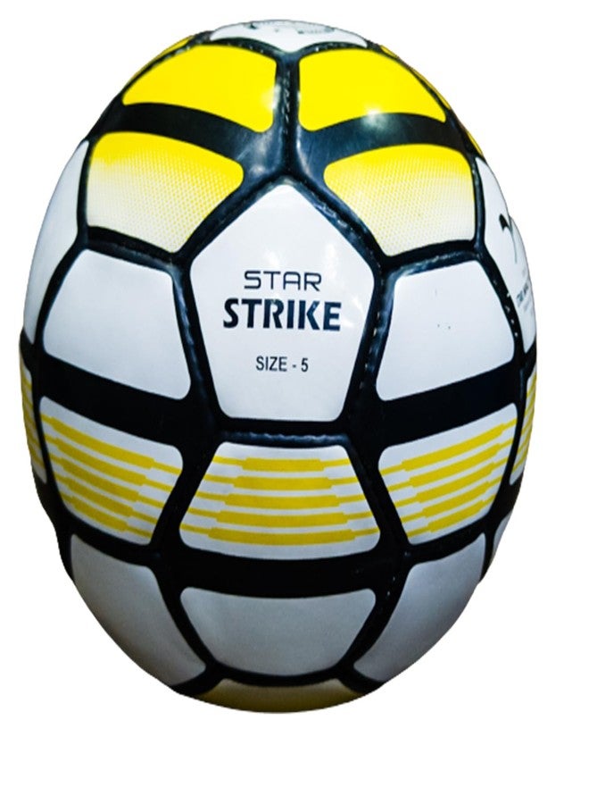 AASHRAY SEGA Star Strike Cup Football Gold | Ground Football | Indoor Football | Turf Football | Football for Tournament | Club Football | Coaching Football | Match Football | (White/Yellow) - Image 2