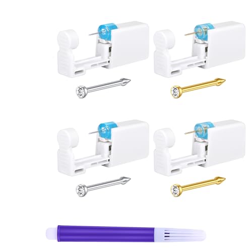 TOKRING Nose Piercing Kit 2 Packs Self Piercing Gun with Silver Gold Nose Rings Studs Disposable Safety Piercing Kit - Image 1