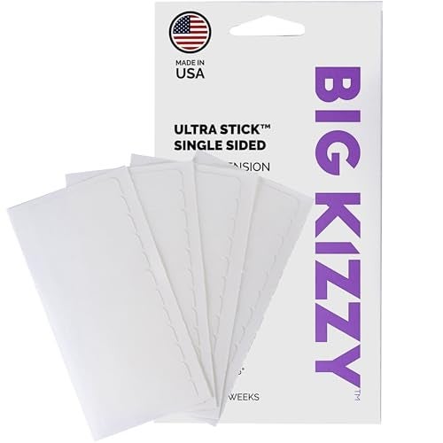 Big Kizzy Single Sided Ultra Stick Replacement Tape for Hair Extensions 68 Weeks of Wear Strong Hold and Residue Free One Sided Tape for Extensions 144 Tabs - Image 1