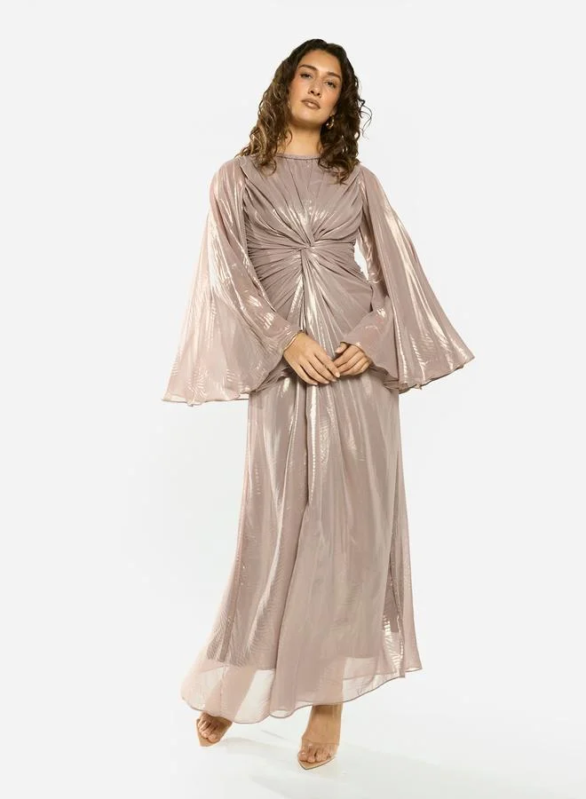House of Moda Radiant Twist Drape Evening Maxi Dress