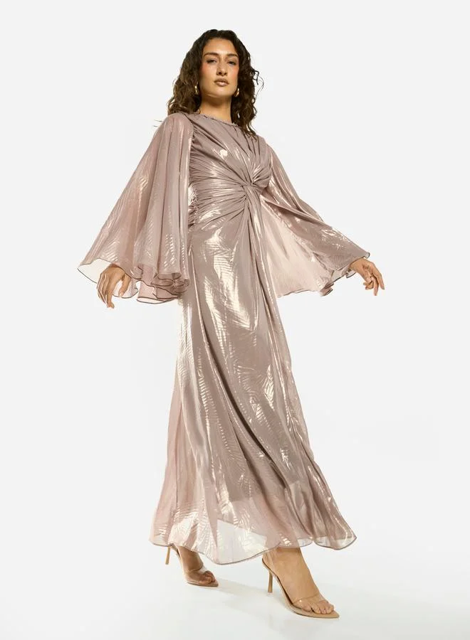 House of Moda Radiant Twist Drape Evening Maxi Dress