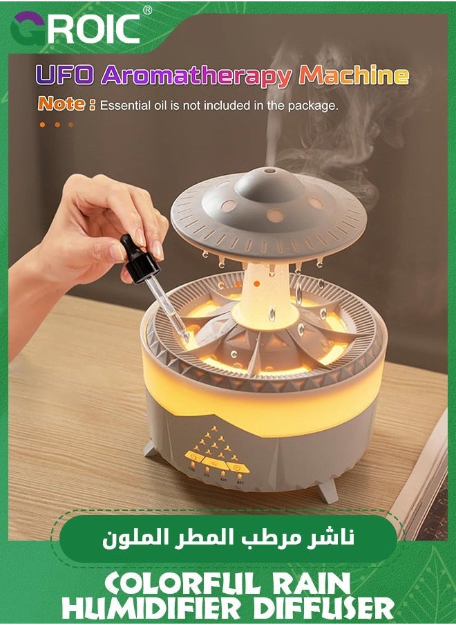 جرويك مرطب هواء على شكل سحابة مطر مع رذاذ ماء، 7 إضاءة متدرجة ملونة، فطر، ناشر للزيوت العطرية العلاجية بإيقاف التشغيل التلقائي جهاز تحكم عن بعد لاسلكي للمنزل وغرفة النوم (أبيض)  - Image 5