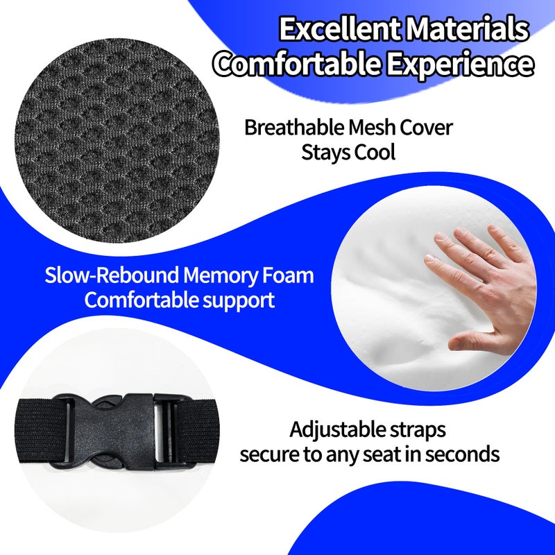 TISHIJIE Lumbar Support Pillow for Car, Lower Back Support for Driving Seat Memory Foam Lumbar Pillow for Office Chair - Back Pain Relief for Car Seat, Wheelchair (Black) - Image 5