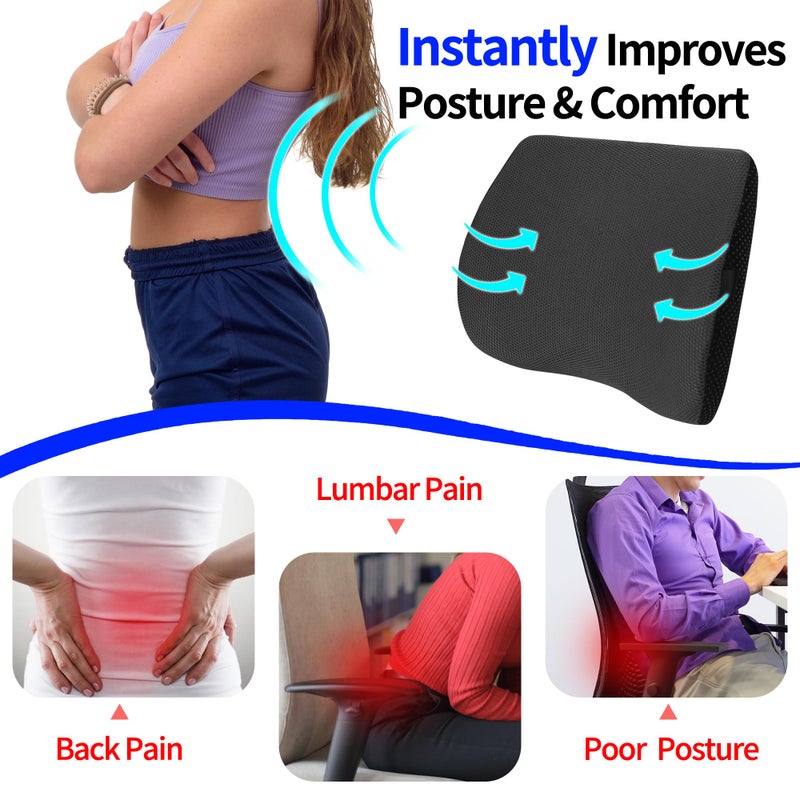 TISHIJIE Lumbar Support Pillow for Car, Lower Back Support for Driving Seat Memory Foam Lumbar Pillow for Office Chair - Back Pain Relief for Car Seat, Wheelchair (Black) - Image 4