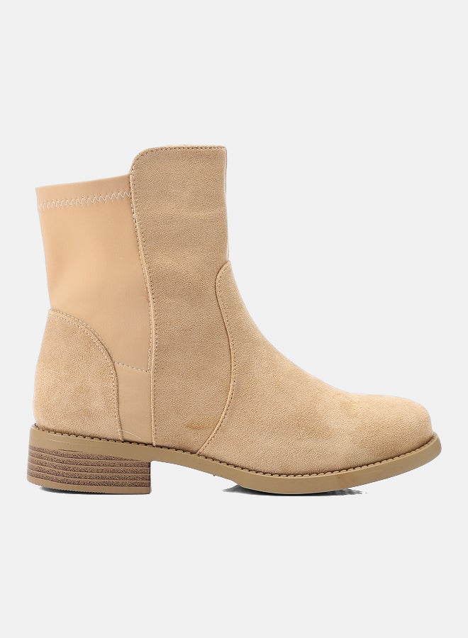 Dejavu Shoes GER-DVTX-030 Ankle Suede And Textile Zipper Closure beige Boots  For Women - Image 2