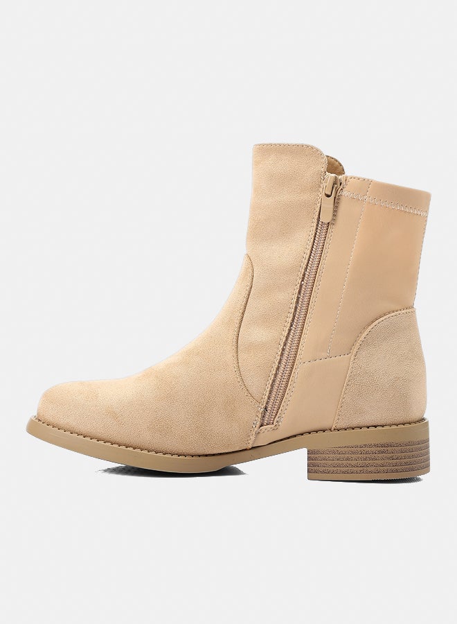 Dejavu Shoes GER-DVTX-030 Ankle Suede And Textile Zipper Closure beige Boots  For Women - Image 4