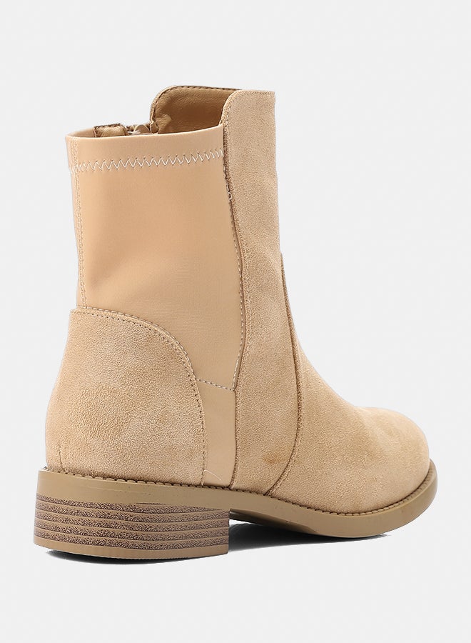 Dejavu Shoes GER-DVTX-030 Ankle Suede And Textile Zipper Closure beige Boots  For Women - Image 3