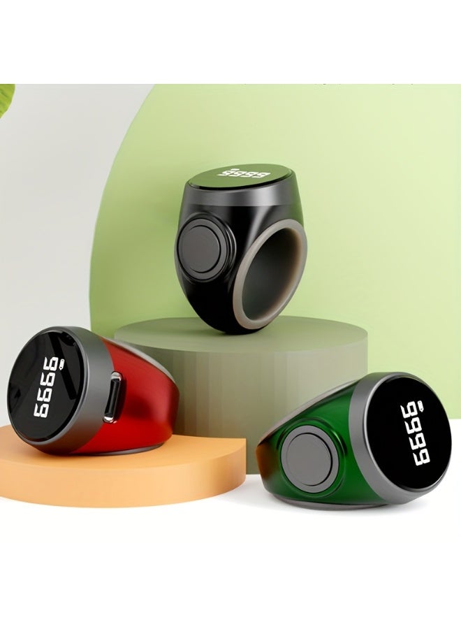 حلقة التسبيح بمنظور OLED، سيليكون قابل للتعديل لطيف على الجلد، شاحن TYPE-C، سهل التشغيل لصلاة الذكر/الذكر - Image 4