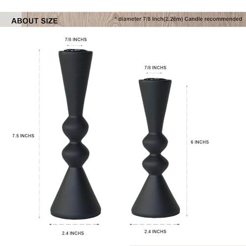 SDALI HOME Candle Holder Black Candlestick Holders,Taper Candle Holders Set of 2- Candle Sticks Holder Decor for Home,Small Modern Wood Candle Stick Candle Holder for Candlesticks（7.5"/6" H） - Image 4