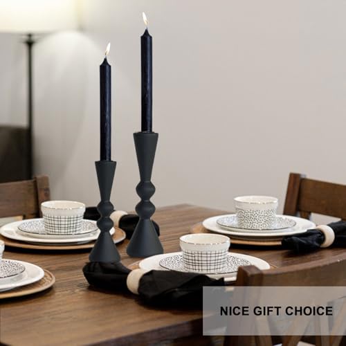 SDALI HOME Candle Holder Black Candlestick Holders,Taper Candle Holders Set of 2- Candle Sticks Holder Decor for Home,Small Modern Wood Candle Stick Candle Holder for Candlesticks（7.5"/6" H） - Image 3