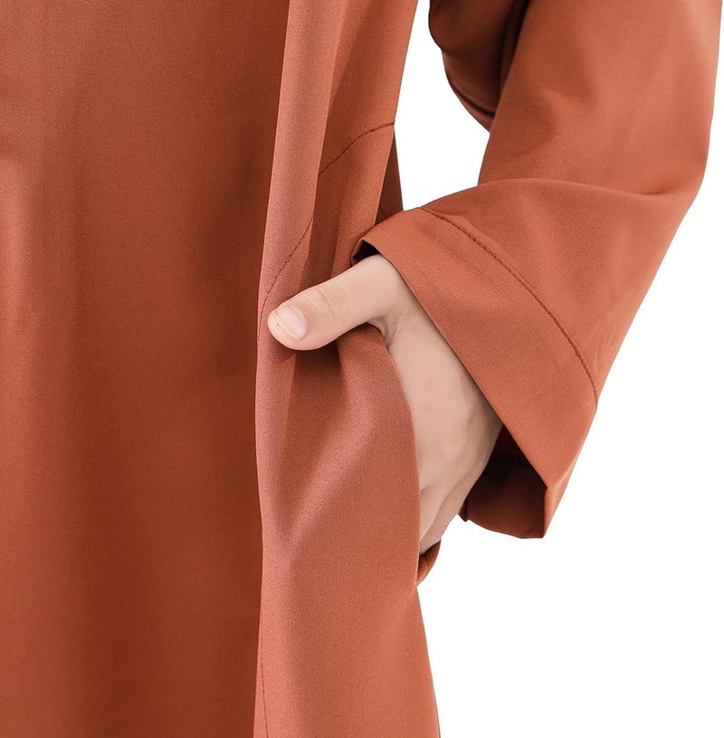 Generisch Arabian Thobe Muslim Thobe Long Sleeve Kaftan for Teens - Orange, Size 11-12 Years - Image 2